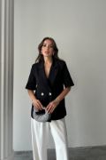 Siyah Kısa Kollu Blazer Ceket resmi